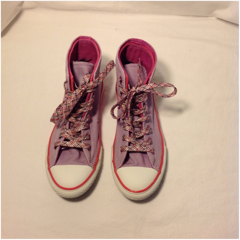 Junior's Purple Double Tongue High Top Converse - Picture 3 of 8